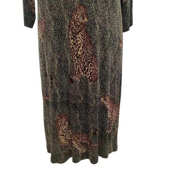 Cité Leopard Print Midi Dress 2X Animal Stretchy Plus Safari Classic Retro Chic - Picture 11 of 12